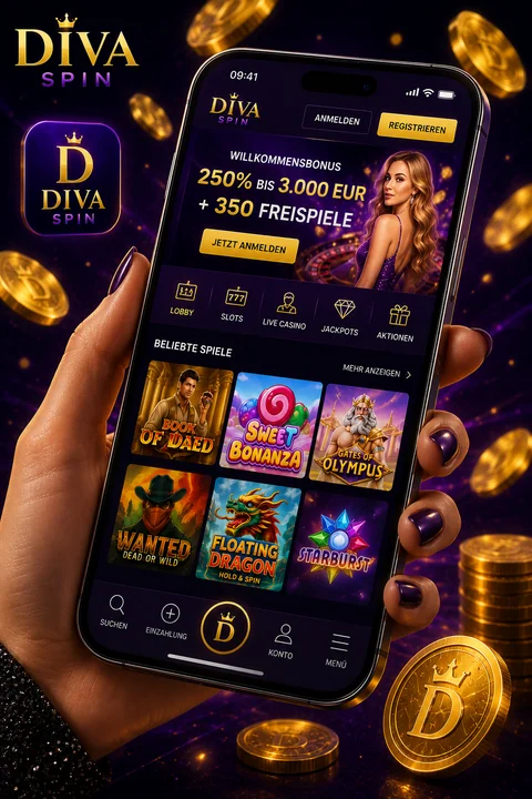 Mobile Version von Diva Spin als Web-App auf dem Startbildschirm eines Smartphones