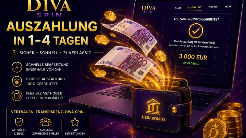 Auszahlung bei Diva Spin mit Bearbeitungszeit von ein bis vier Tagen