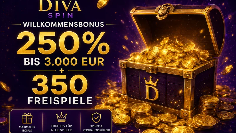 Willkommenspaket von Diva Spin mit 250 Prozent Bonus und 350 Freispielen