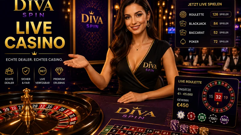 Live-Casino von Diva Spin mit Dealerin am Roulettetisch